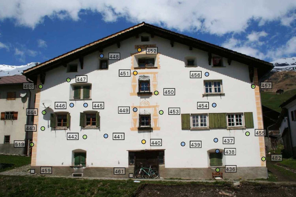 Haus mit Markierungen